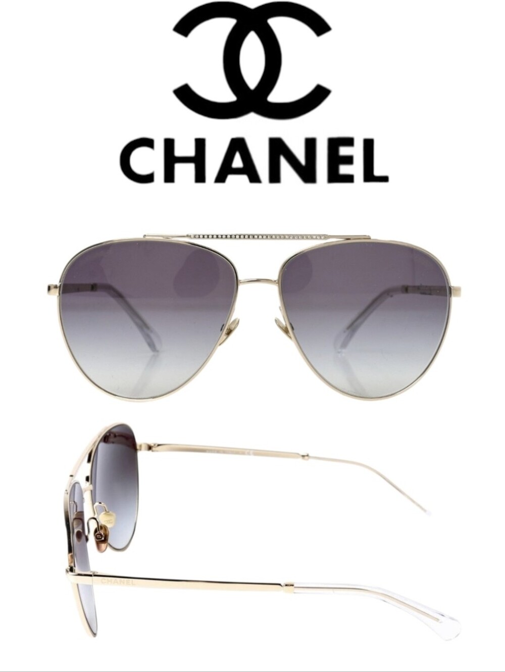 NWT! Rare!!! Chanel Metal Aviator Sunglasses 4279-B Gold Hardware Interlocking